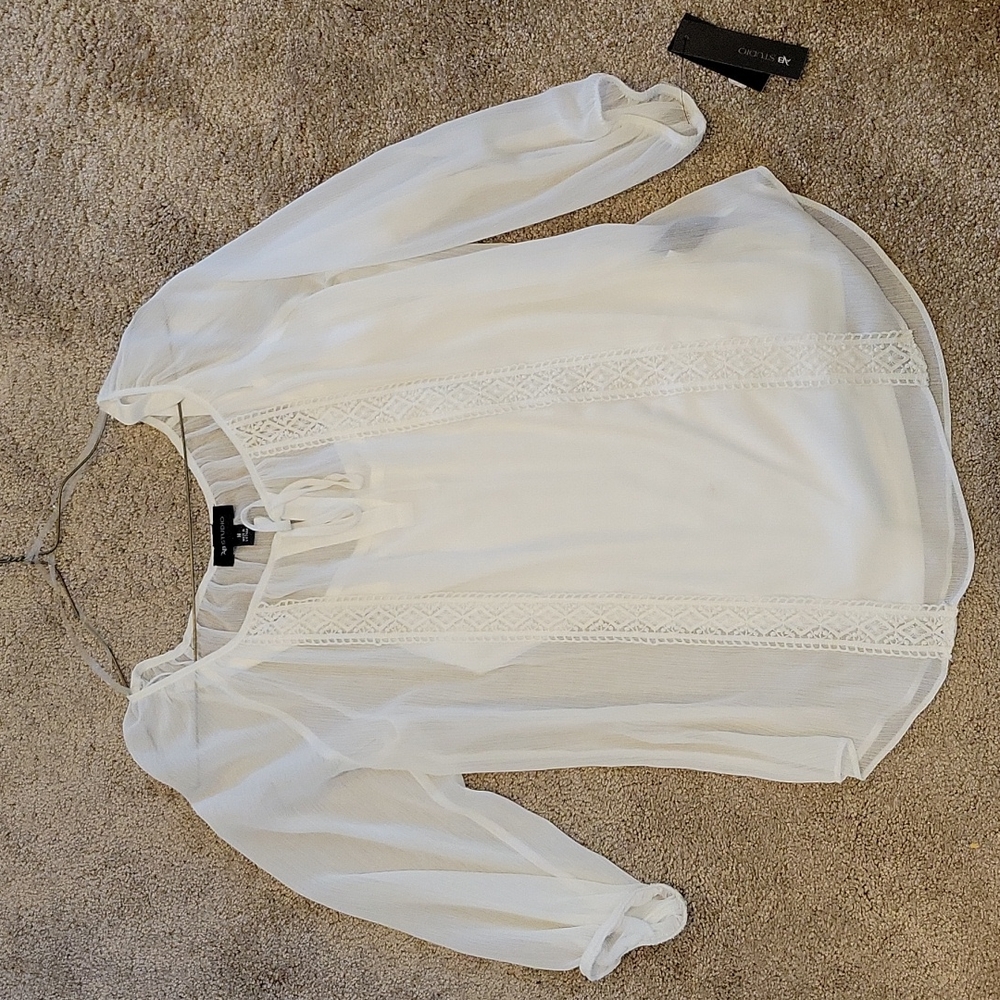 Ab studio women's double layer peasant top